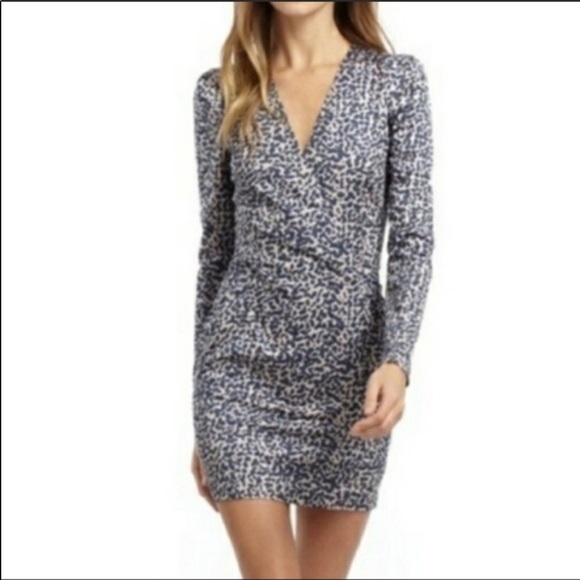 French Connection Leopard Faux Wrap Dress Size 0 - Picture 2 of 9